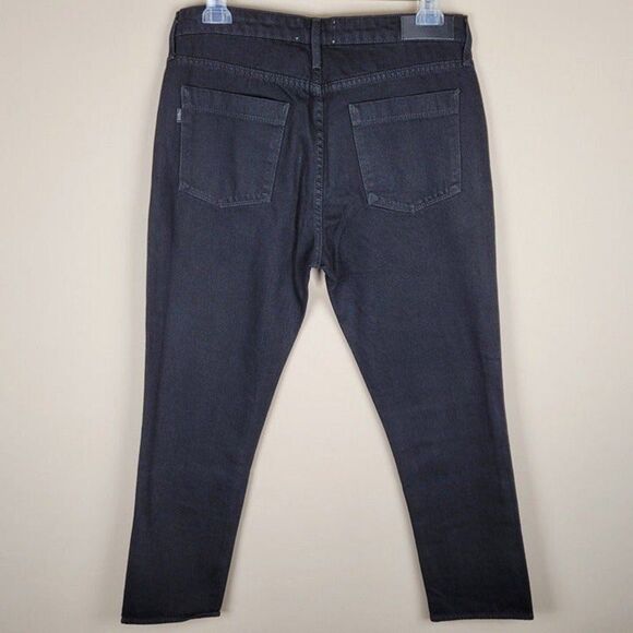 Parker Smith Black Straight Leg Crop Jeans Gingham Patch Black Size 29 - Picture 5 of 12